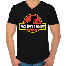 PRINTFASHION No internet - Férfi V-nyakú póló - Fekete férfi póló