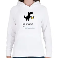 PRINTFASHION No internet - Try: Drink another beer - Női kapucnis pulóver - Fehér női pulóver, kardigán