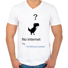 PRINTFASHION No internet - Try talk to people - Férfi V-nyakú póló - Fehér