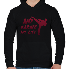 PRINTFASHION No karate no life - Férfi kapucnis pulóver - Fekete