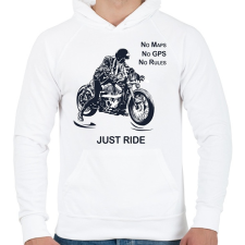 PRINTFASHION No maps, no gps, no rules, just RIDE - Férfi kapucnis pulóver - Fehér női pulóver, kardigán