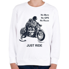 PRINTFASHION No maps, no gps, no rules, just RIDE - Gyerek pulóver - Fehér gyerek pulóver, kardigán