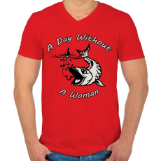 PRINTFASHION Nő mentes nap - Férfi V-nyakú póló - Piros