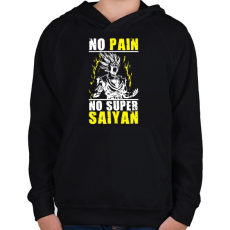 PRINTFASHION No pain, no Super Saiyan - Dragon ball - Gyerek kapucnis pulóver - Fekete