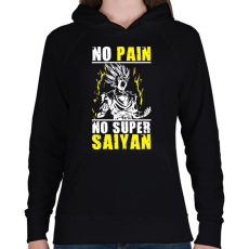 PRINTFASHION No pain, no Super Saiyan - Dragon ball - Női kapucnis pulóver - Fekete