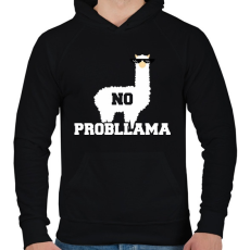 PRINTFASHION No probLama - Férfi kapucnis pulóver - Fekete