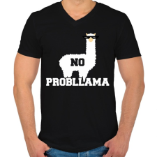 PRINTFASHION No probLama - Férfi V-nyakú póló - Fekete férfi póló