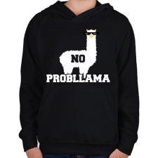 PRINTFASHION No probLama - Gyerek kapucnis pulóver - Fekete gyerek pulóver, kardigán