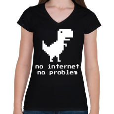 PRINTFASHION No problem - Női V-nyakú póló - Fekete