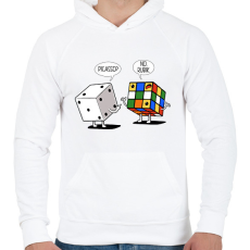 PRINTFASHION No, Rubik - Férfi kapucnis pulóver - Fehér
