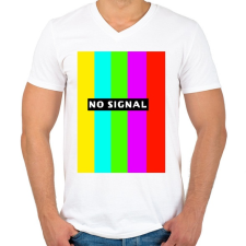 PRINTFASHION no signal - Férfi V-nyakú póló - Fehér férfi póló