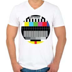 PRINTFASHION No signal - Férfi V-nyakú póló - Fehér