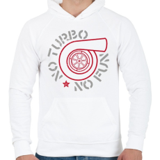 PRINTFASHION No turbo no fun - Férfi kapucnis pulóver - Fehér