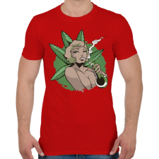 PRINTFASHION Nő vízipipával - bong - Férfi póló - Piros férfi póló