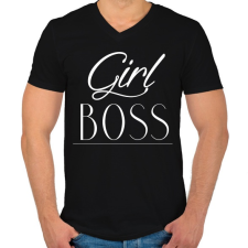 PRINTFASHION Női főnök - Férfi V-nyakú póló - Fekete női póló