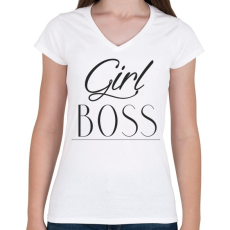 PRINTFASHION Női főnök - Női V-nyakú póló - Fehér