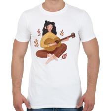 PRINTFASHION Női gitáros - Férfi póló - Fehér férfi póló