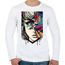 PRINTFASHION Női szem és madár - Férfi hosszú ujjú póló - Fehér férfi pulóver, kardigán