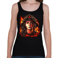 PRINTFASHION Női tűzoltó - Női atléta - Fekete női trikó