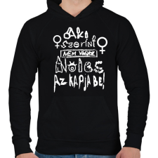 PRINTFASHION nőiesség.w - Férfi kapucnis pulóver - Fekete férfi pulóver, kardigán