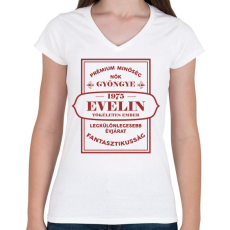 PRINTFASHION Nők gyöngye - Névvel, évszámmal - Női V-nyakú póló - Fehér
