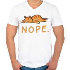 PRINTFASHION NOPE - Férfi V-nyakú póló - Fehér