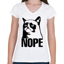 PRINTFASHION Nope - Női V-nyakú póló - Fehér női póló