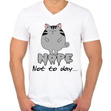 PRINTFASHION nope not to day - Férfi V-nyakú póló - Fehér férfi póló