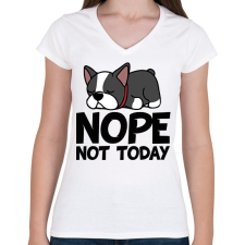 PRINTFASHION Nope puppy - Női V-nyakú póló - Fehér női póló