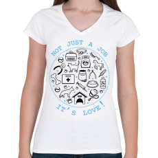 PRINTFASHION Not just a job - Állatorvos - Női V-nyakú póló - Fehér