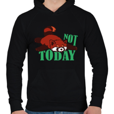 PRINTFASHION Not today - Vörös panda - Férfi kapucnis pulóver - Fekete