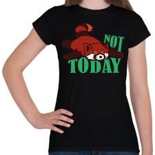 PRINTFASHION Not today - Vörös panda - Női póló - Fekete női póló