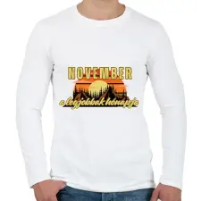 PRINTFASHION November a legjobbak hónapja - Férfi hosszú ujjú póló - Fehér férfi póló