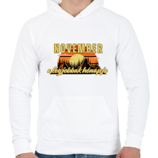 PRINTFASHION November a legjobbak hónapja - Férfi kapucnis pulóver - Fehér férfi pulóver, kardigán