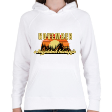 PRINTFASHION November a legjobbak hónapja - Női kapucnis pulóver - Fehér női pulóver, kardigán
