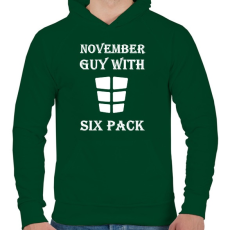 PRINTFASHION Novemberben született kockás hasú - Férfi kapucnis pulóver - Sötétzöld