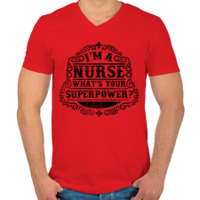 PRINTFASHION Nővér a szuperhatalom  - Férfi V-nyakú póló - Piros férfi póló