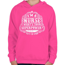 PRINTFASHION Nővér a szuperhatalom - Gyerek kapucnis pulóver - Fukszia gyerek pulóver, kardigán