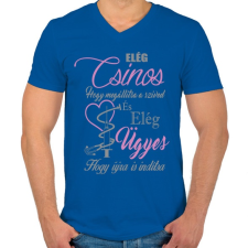 PRINTFASHION növér - Férfi V-nyakú póló - Királykék férfi póló