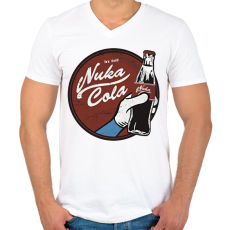 PRINTFASHION Nuka Cola - Férfi V-nyakú póló - Fehér