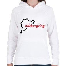 PRINTFASHION Nürburgring fekete - Női kapucnis pulóver - Fehér