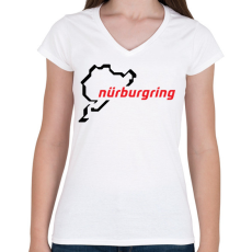 PRINTFASHION Nürburgring fekete - Női V-nyakú póló - Fehér