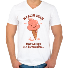 PRINTFASHION NYALNI CSAK ÚGY LEHET - Férfi V-nyakú póló - Fehér férfi póló