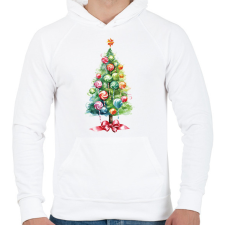 PRINTFASHION Nyalókás karácsonyfa - Férfi kapucnis pulóver - Fehér férfi pulóver, kardigán