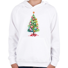 PRINTFASHION Nyalókás karácsonyfa - Gyerek kapucnis pulóver - Fehér