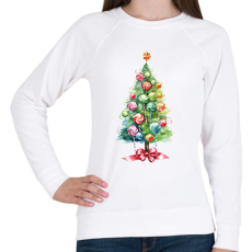 PRINTFASHION Nyalókás karácsonyfa - Női pulóver - Fehér