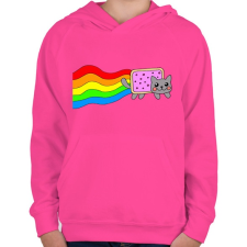 PRINTFASHION Nyan Cat - Gyerek kapucnis pulóver - Fukszia gyerek pulóver, kardigán