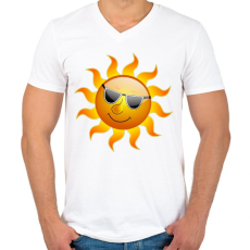 PRINTFASHION Nyár - Férfi V-nyakú póló - Fehér