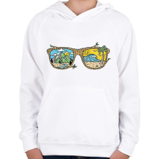 PRINTFASHION Nyaralós napszemüveg - Gyerek kapucnis pulóver - Fehér