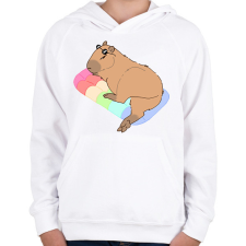 PRINTFASHION Nyári capybara - Gyerek kapucnis pulóver - Fehér gyerek pulóver, kardigán